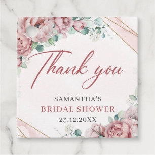 Boho blush floral gold bridal shower favour tags