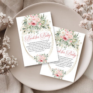 Boho Blush Floral Gold Minimalist Book Request Enclosure Card