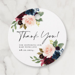 Boho Blush Floral Thank You Baby Shower Gift Tags