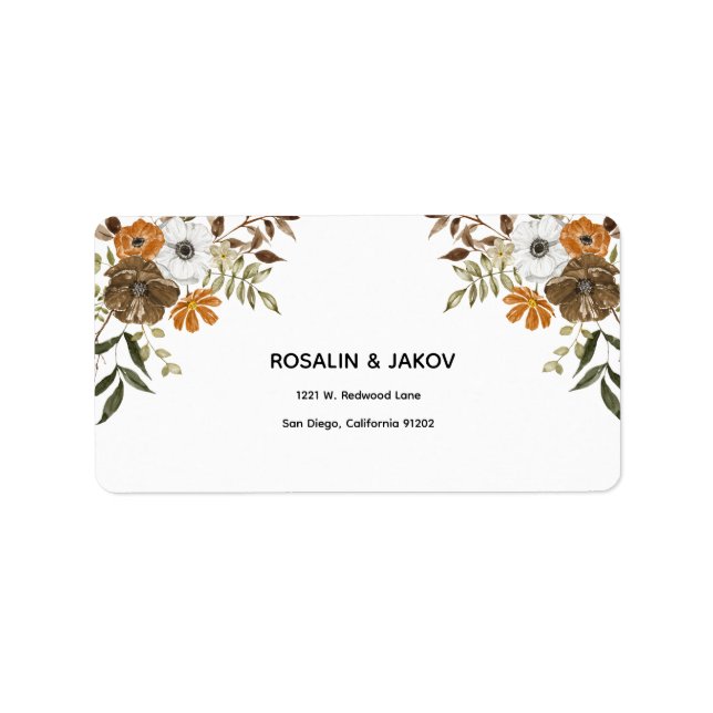 Boho Blush Floral Wedding Invitation Label (Front)