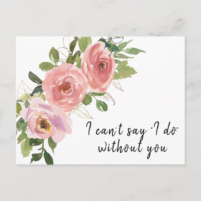 Boho Blush Gold Bridesmaid Proposal Card (Front)