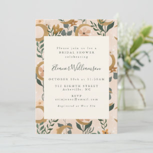 Boho Blush Green Botanical Moon Bridal Shower Invitation