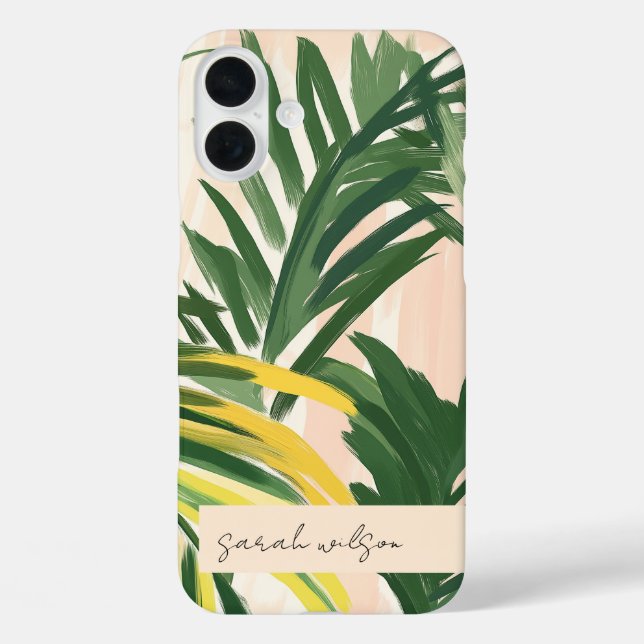 Boho Blush Green Tropical Palm Beach Leaves Case-Mate iPhone Case (Back)