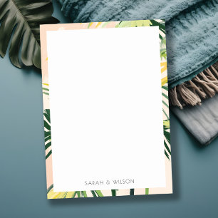 Boho Blush Green Tropical Palm Beach Wedding Card