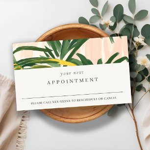 Boho Blush Green Tropical Palm Leaves Appointment Business Card