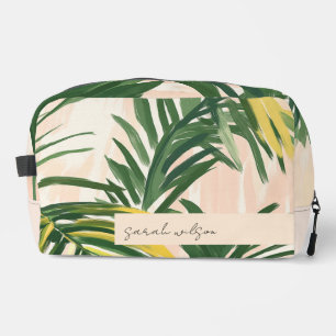 Boho Blush Green Tropical Palm Leaves Beach Dopp Kit
