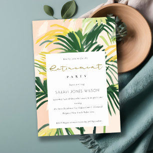 Boho Blush Green Tropical Palm Retirement  Invitation