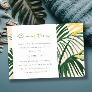 Boho Blush Green Tropical Palm Wedding Reception Enclosure Card