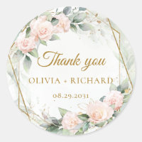 Boho blush greenery and gold frame wedding sticker