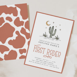 Boho Blush Modern Girls First Rodeo 1st Birthday Invitation