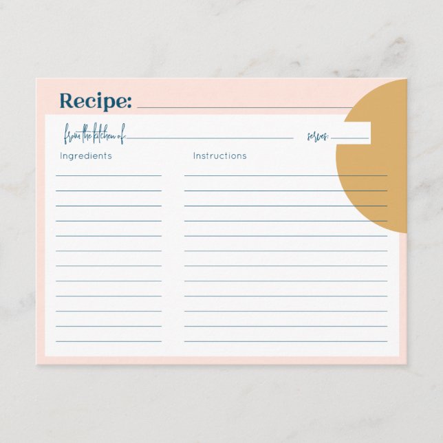 Boho Blush & Mustard Premium Recipe Card (Front)