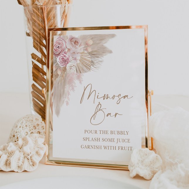 Boho Blush Pampas Floral Mimosa Bar Shower Sign (Creator Uploaded)