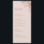 Boho Blush Pampas Grass Wedding Menu Card<br><div class="desc">This blush pink bohemian wedding menu card features hand-painted pampas grass,  dried flowers,  and palm leaves on a dusty rose background. Perfect for a romantic boho wedding. Find matching items in Boho Blush Pampas Grass Wedding Collection.</div>