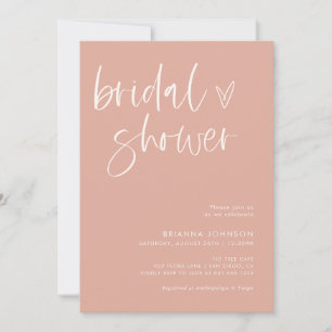 Boho Blush Pink Bridal Shower   Minimalist Bridal Invitation