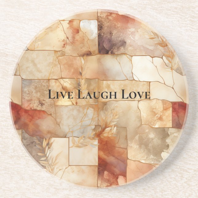 Boho Blush Pink Christmas Floral  Coaster (Front)