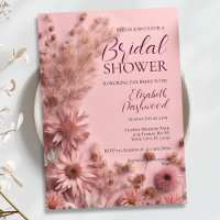 Boho Blush Pink Dried Wildflowers Bridal Shower
