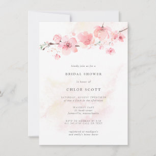 Boho Blush Pink Floral Bridal Shower Invitation