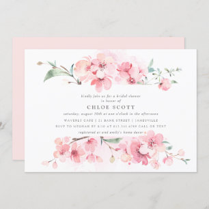 Boho Blush Pink Floral Bridal Shower Invitation