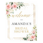 Boho blush pink floral bridal shower welcome sign