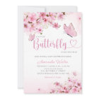 Boho Blush Pink Floral Butterfly Girl Baby Shower