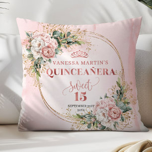 Boho Blush Pink Floral Eucalyptus Best Gift Quince Cushion