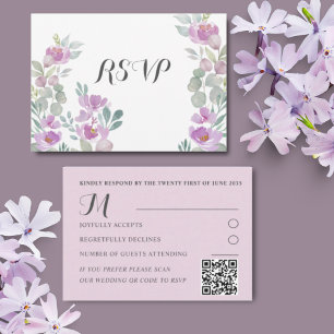 Boho Blush Pink  Floral Eucalyptus Wedding RSVP Card