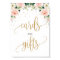 Boho blush pink floral gold cards and gifts sign
