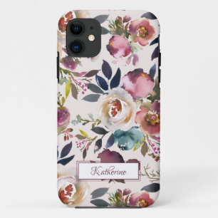 Boho Blush Pink Floral Named Watercolor Case-Mate iPhone Case