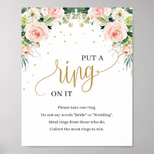 Boho blush pink floral put a ring on it game sign