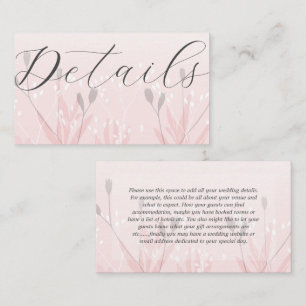 Boho Blush Pink Foliage Wedding Details  Enclosure Card