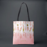 Boho Blush Pink & Gold Feathers Ombre Bridesmaid Tote Bag<br><div class="desc">Customisable boho tote bag featuring blush pink watercolor feathers with faux gold foil accents and blush pink ombre. Personalise by adding names and other details. This boho feathers tote bag will be perfect as a personalised gift.</div>