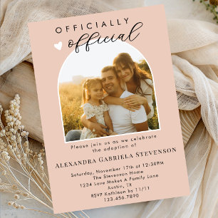 Boho Blush Pink Official Adoption Day Celebration  Invitation