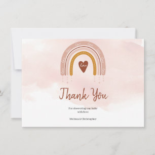 Boho Blush Pink Rainbow Baby Shower Thank You Card
