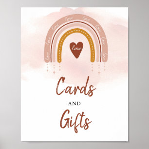 Boho Blush Pink Rust Rainbow Cards and Gifts Sign