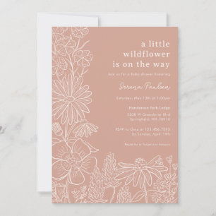 Boho Blush Pink Wildflower Baby Shower Invitation