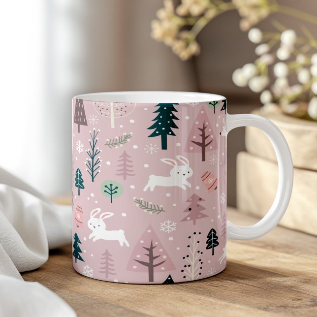 Boho Blush Pink Winter Woodland Christmas Coffee Mug (Boho Blush Pink Winter Woodland Christmas Coffee Mug)