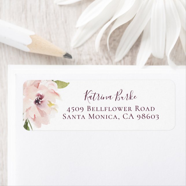 Boho Blush Plum Floral Return Address (Insitu)
