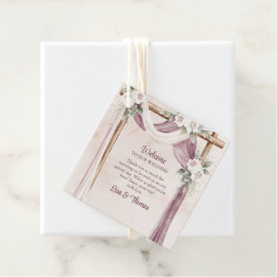 Boho Blush Purple Canopy Wedding Welcome Favour Tags