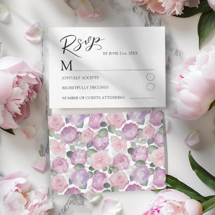Boho Blush Rose RSVP Wedding Card