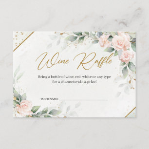 Boho Blush roses eucalyptus gold frame Wine Raffle Enclosure Card