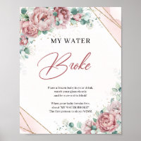 Boho blush roses eucalyptus gold My Water Broke
