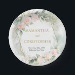 Boho blush roses gold glitter eucalyptus wedding paper plate<br><div class="desc">Behold the enchanting Elegant Greenery Foliage Faux Gold Paper Plate - a dazzling addition to any wedding celebration! With its intricate design of lush greenery and faux gold accents, this plate effortlessly exudes elegance and charm. Perfect for adding a touch of sophistication to your special day, these plates will transport...</div>