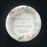 Boho blush roses gold glitter eucalyptus wedding paper plate<br><div class="desc">Behold the enchanting Elegant Greenery Foliage Faux Gold Paper Plate - a dazzling addition to any wedding celebration! With its intricate design of lush greenery and faux gold accents, this plate effortlessly exudes elegance and charm. Perfect for adding a touch of sophistication to your special day, these plates will transport...</div>