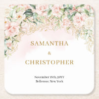 Boho blush roses gold glitter eucalyptus wedding