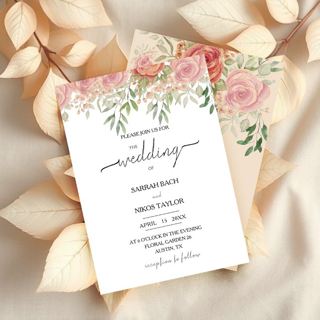 Boho Blush Roses Watercolor Art Invitation (Creator Uploaded)