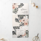 Boho Blush Rust Monstera Floral 2 QR Code Wedding