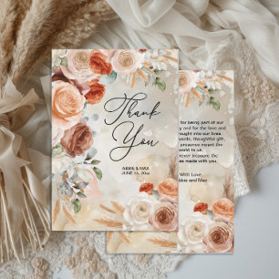 Boho Blush Terracotta Cream Floral Wedding Thank You Card