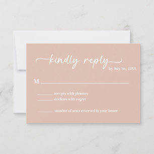 Boho Blush Trendy Script RSVP Card
