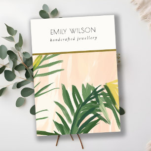 Boho Blush Tropical Palm Leaf Blank Jewellery Hold Business Card