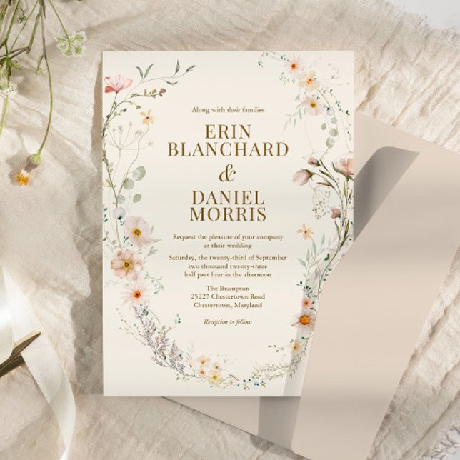 Boho Blush Watercolor Wildflower Invitation (Creator Uploaded)